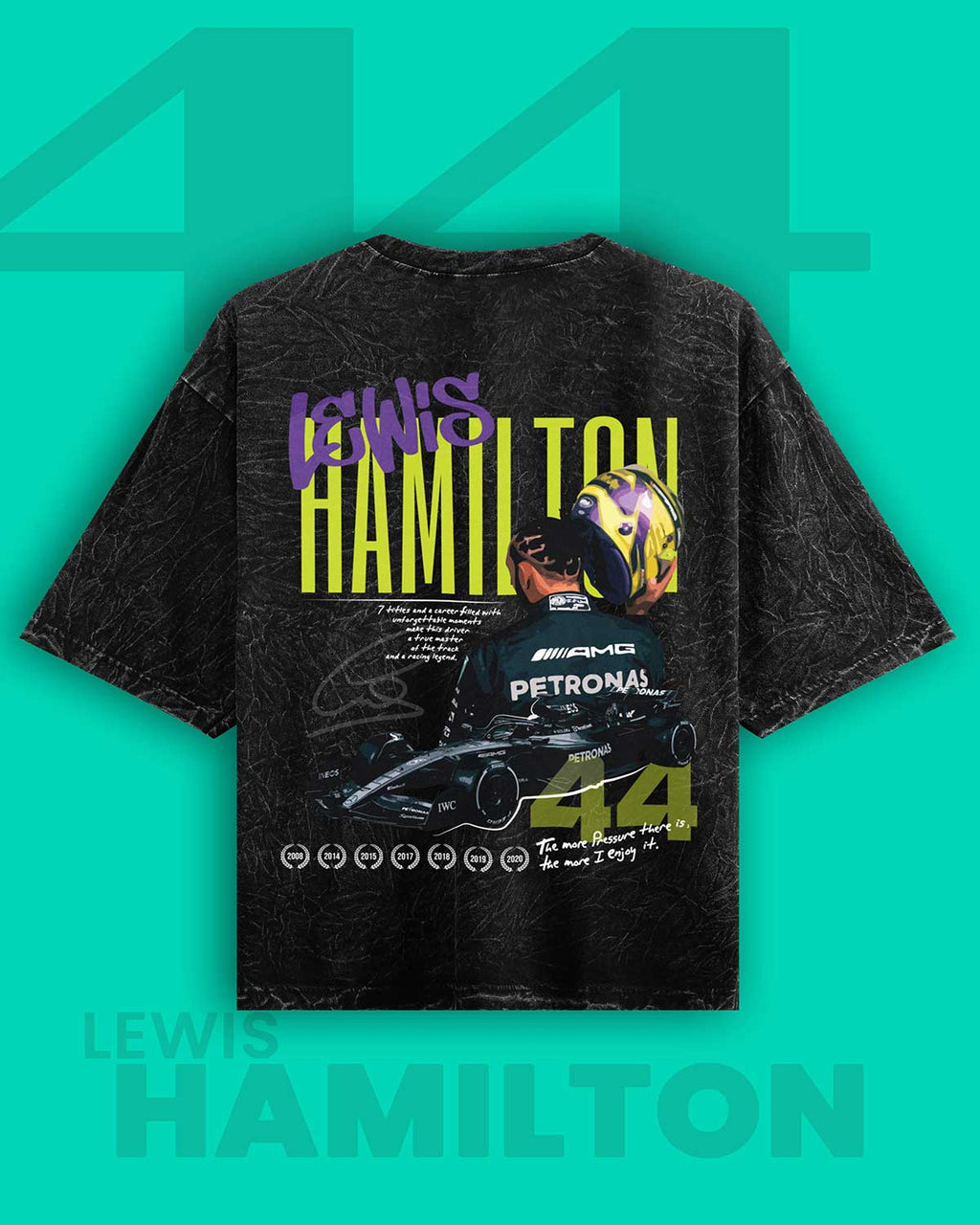 Lewis Hamilton Acid wash Oversized Tshirt RussTees