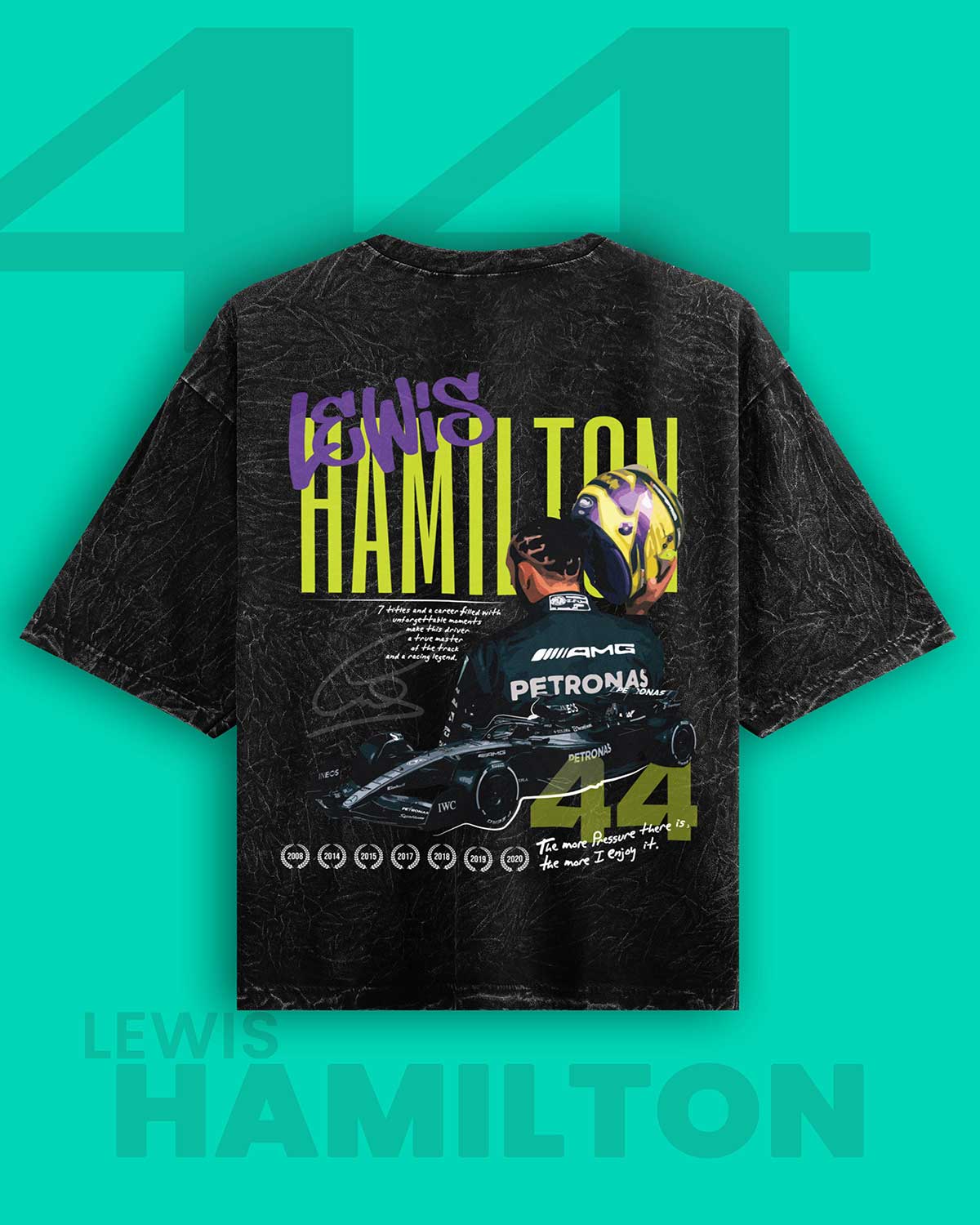 Lewis Hamilton Acid wash Oversized Tshirt RussTees
