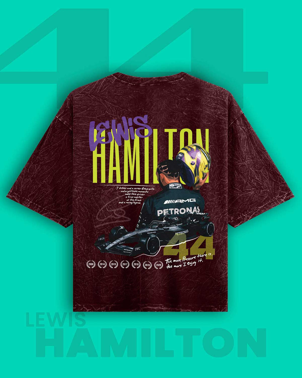 Lewis Hamilton Acid wash Oversized Tshirt RussTees