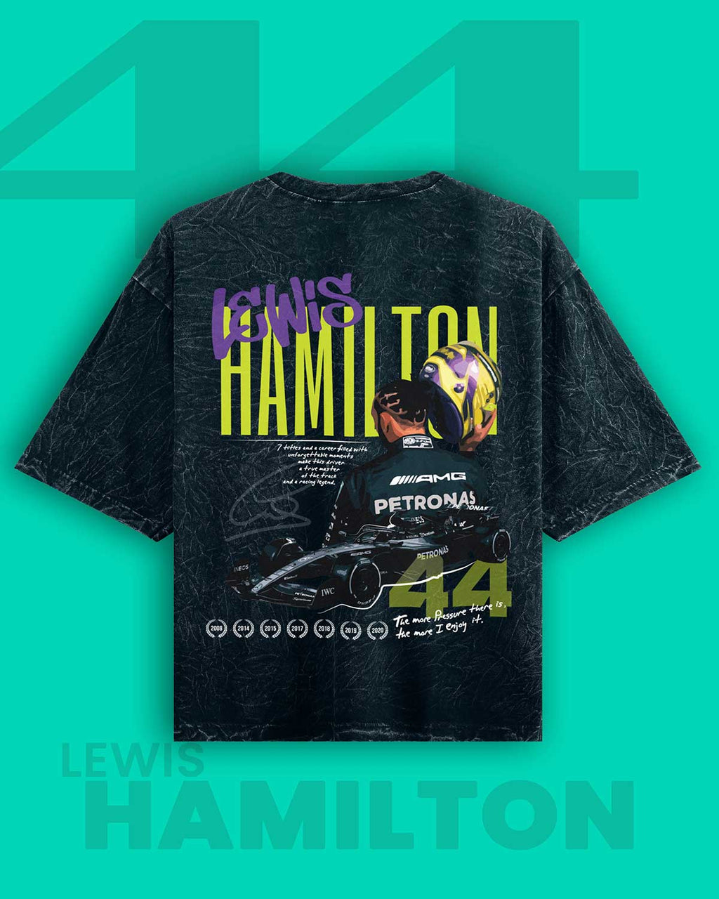 Lewis Hamilton Acid wash Oversized Tshirt RussTees