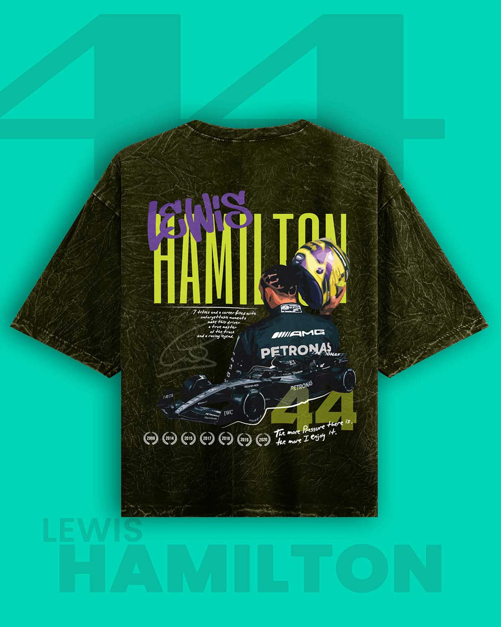 Lewis Hamilton Acid wash Oversized Tshirt RussTees