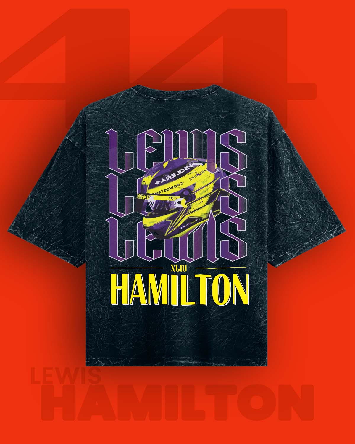Lewis Hamilton Acid wash Oversized Tshirt RussTees