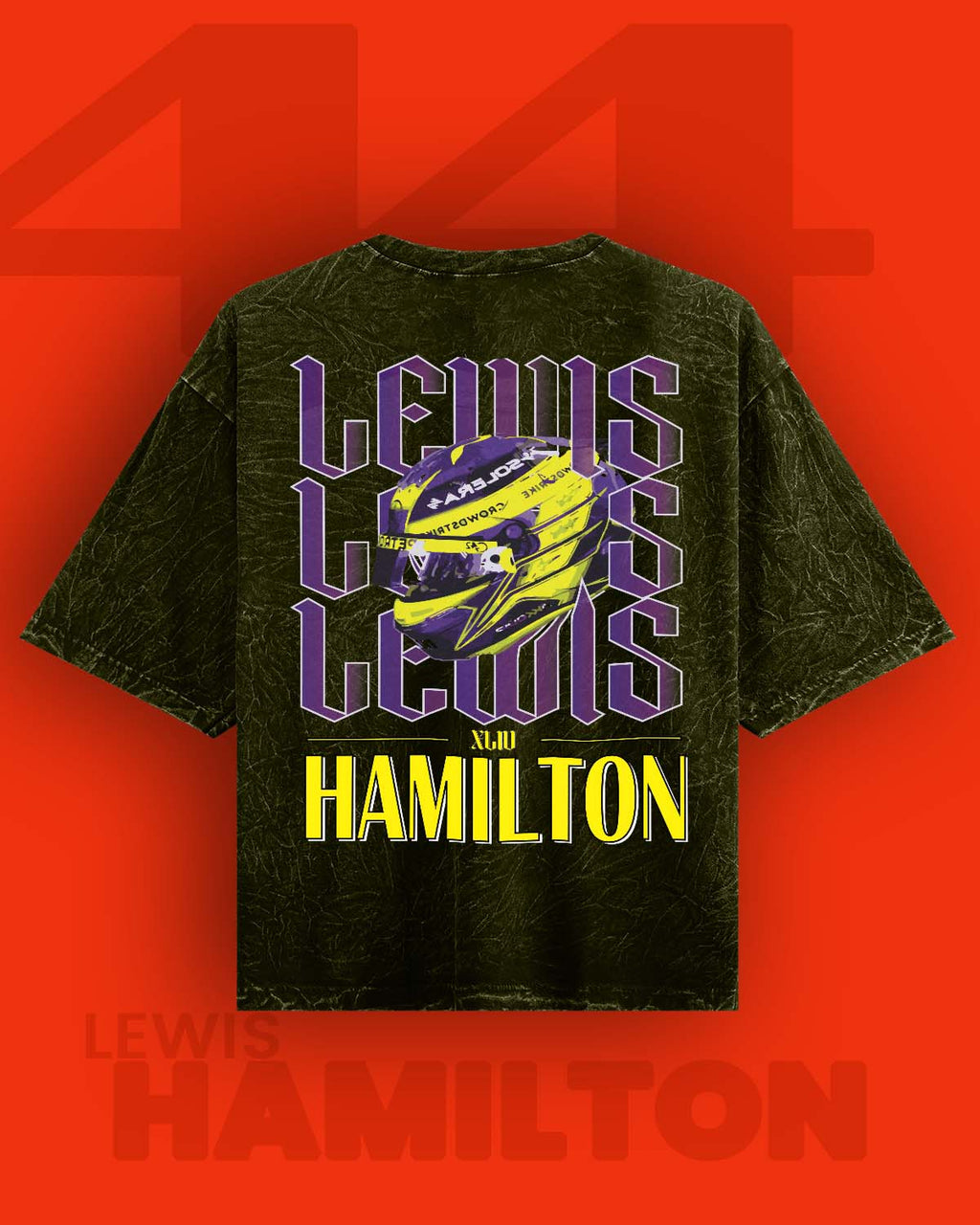 Lewis Hamilton Acid wash Oversized Tshirt RussTees