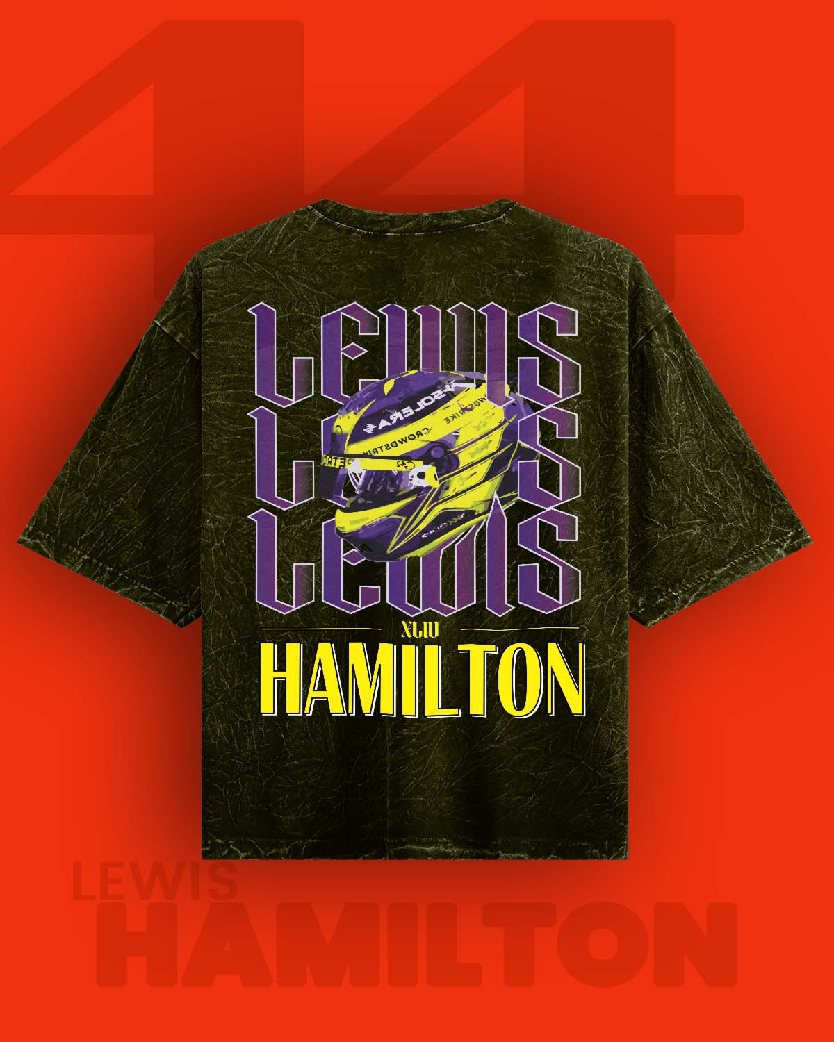 Lewis Hamilton Acid wash Oversized Tshirt RussTees