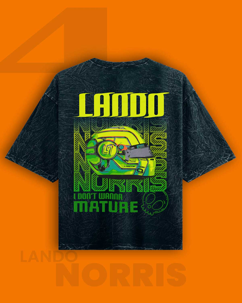 Lando Norris Acid wash Oversized Tshirt RussTees