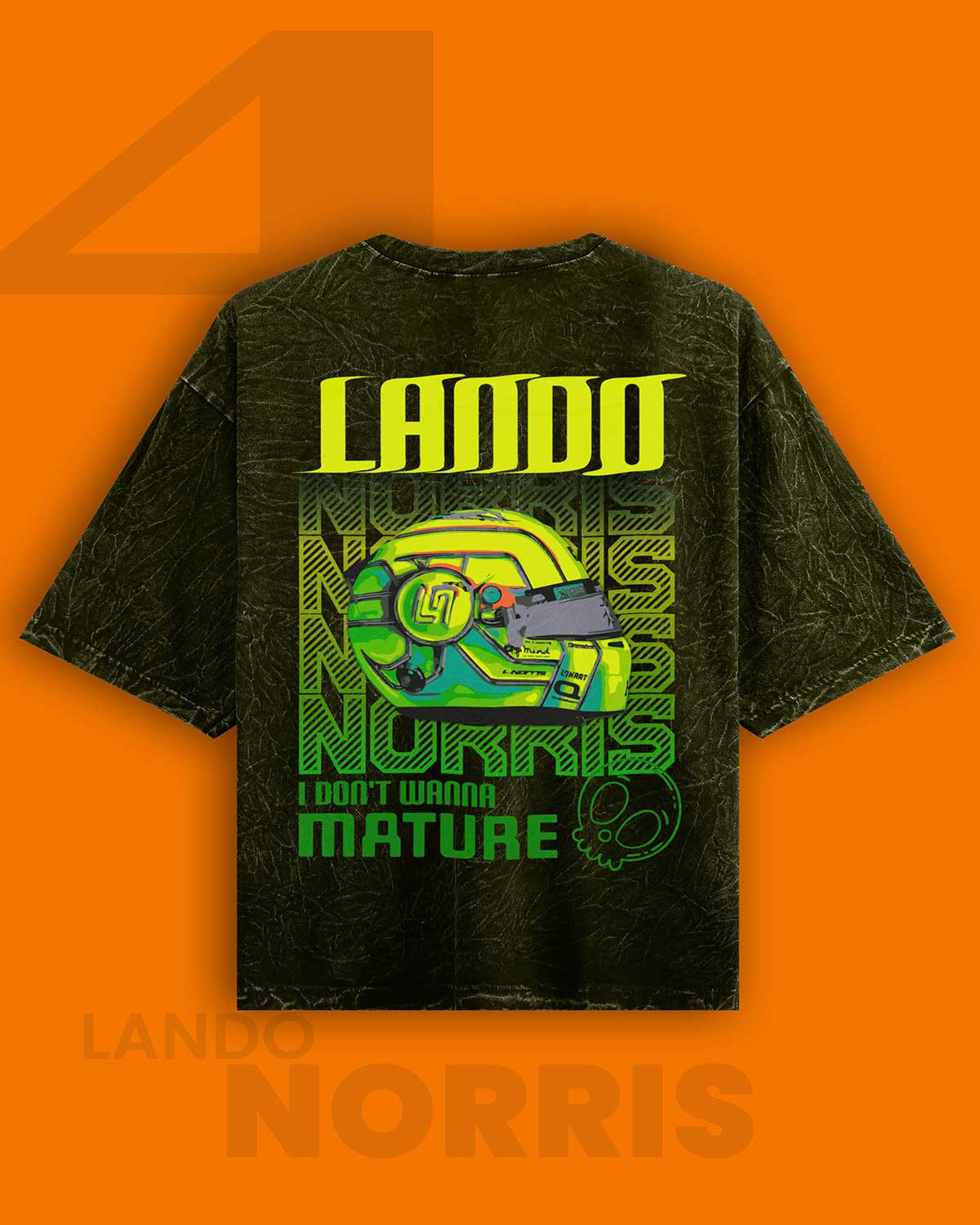 Lando Norris Acid wash Oversized Tshirt RussTees