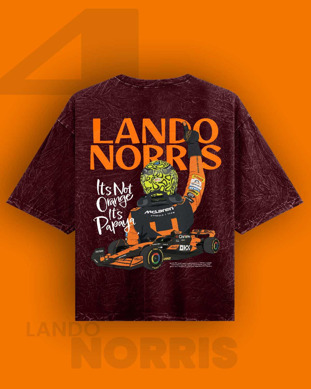 Lando norris / Papaya Acid Washed Oversized Tee