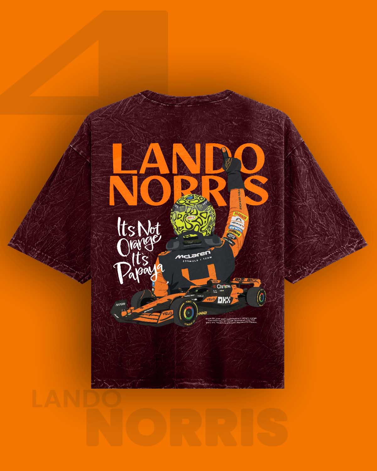 Lando norris / Papaya Acid Washed Oversized Tee