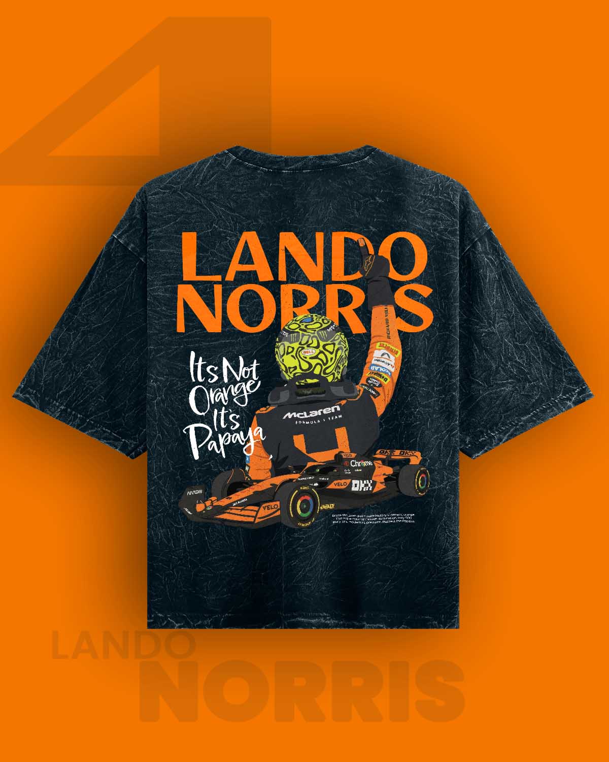 Lando norris / Papaya Acid Washed Oversized Tee