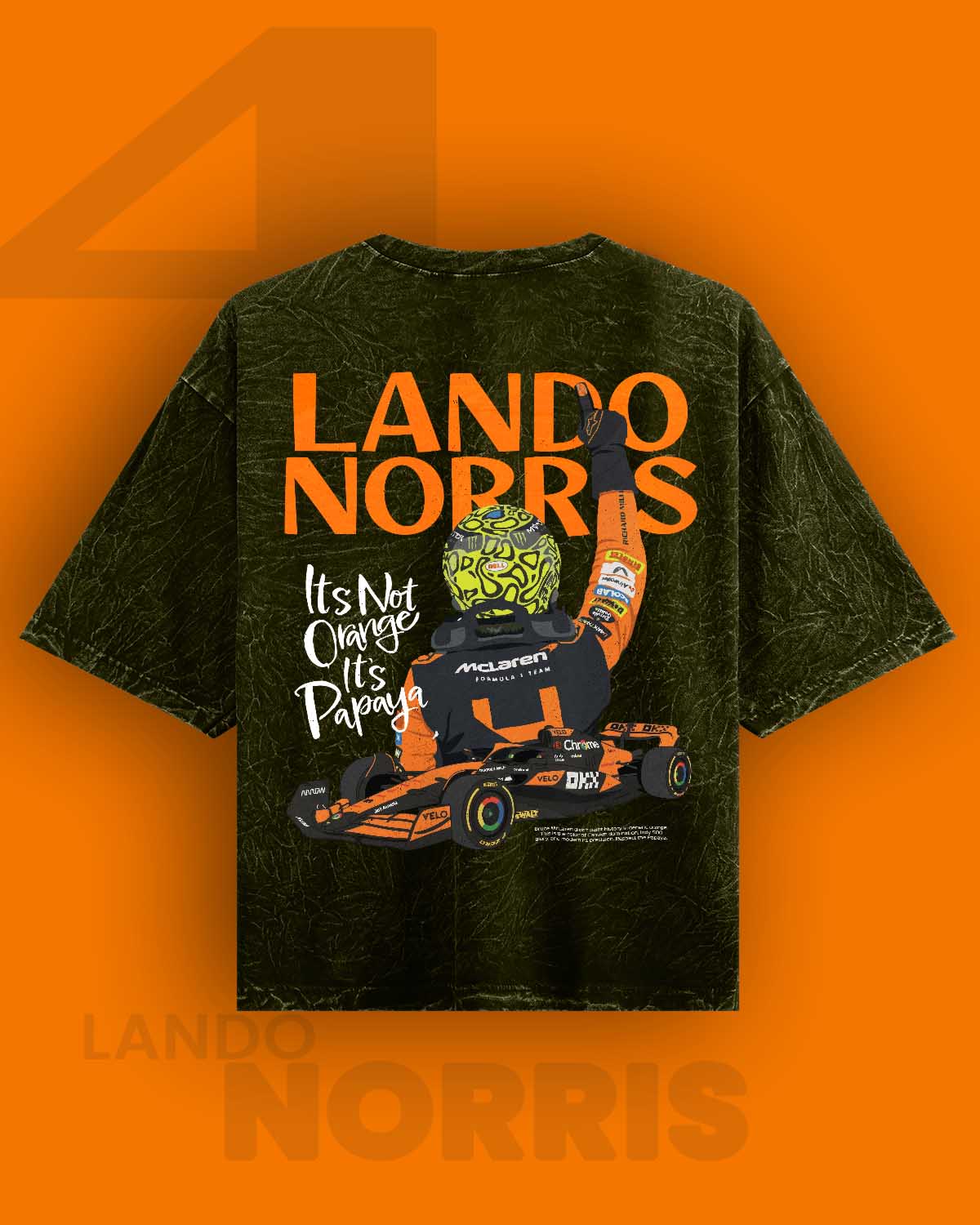 Lando norris / Papaya Acid Washed Oversized Tee