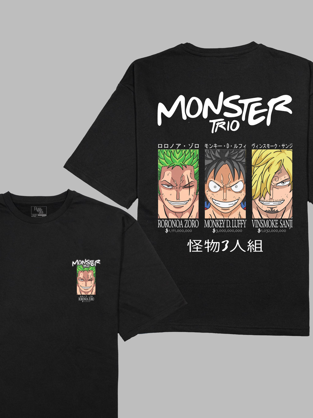One Piece Monster Trio Roronoa Zoro Edition Terry Oversized Tshirt RussTees