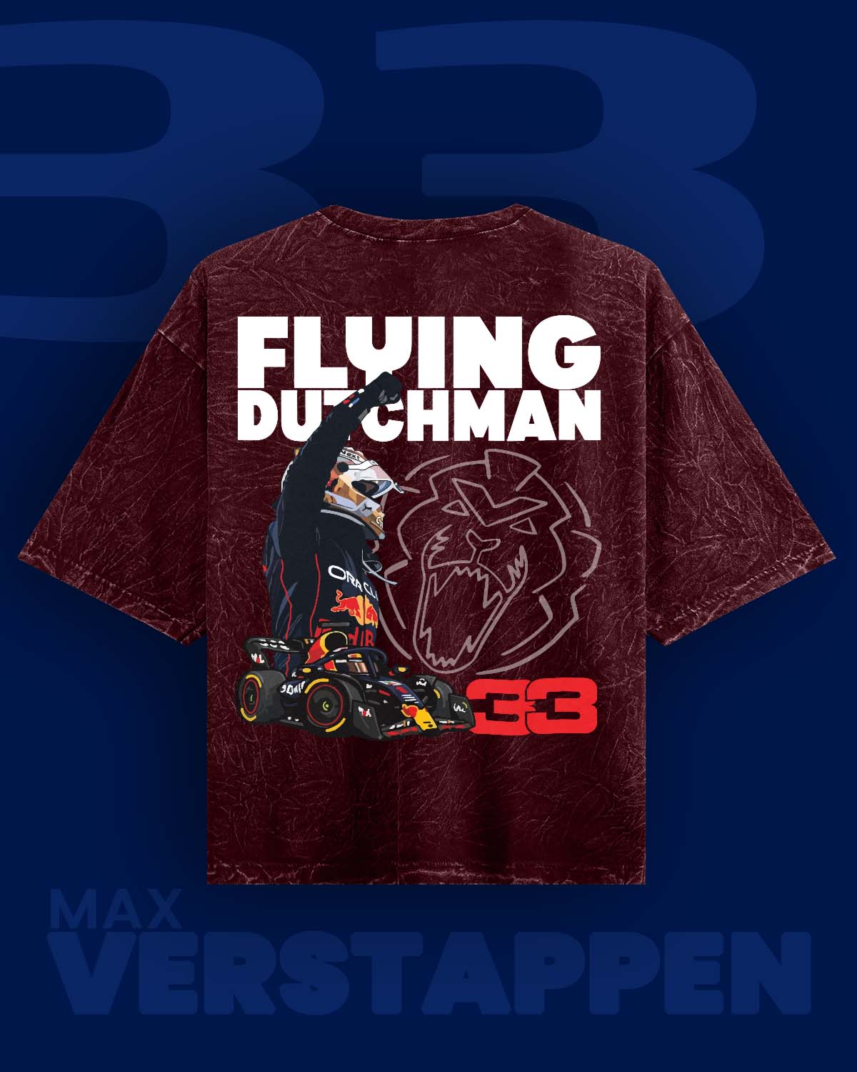 Flying Dutchman Max Verstappen Acid wash Oversized Tshirt RussTees