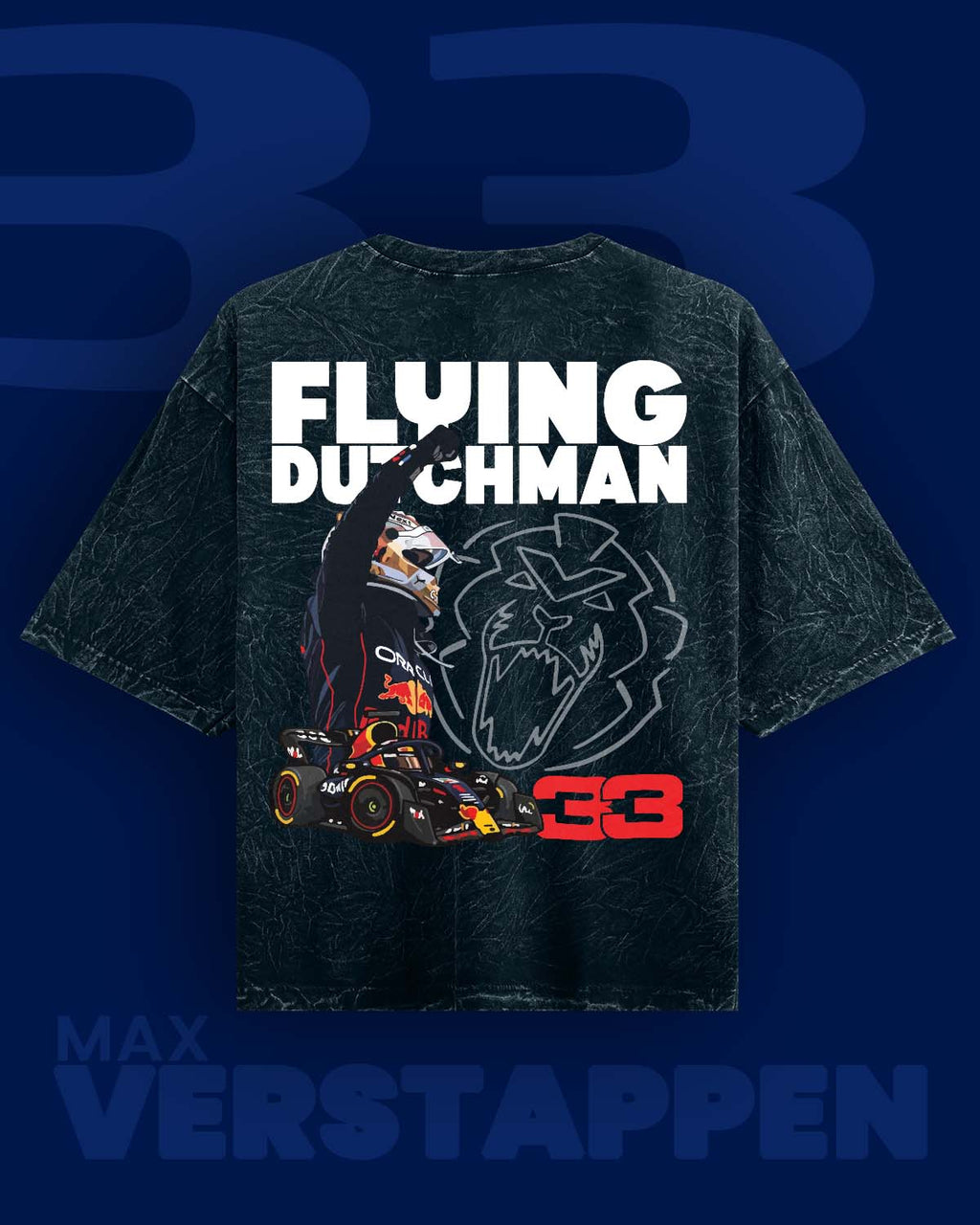 Flying Dutchman Max Verstappen Acid wash Oversized Tshirt RussTees