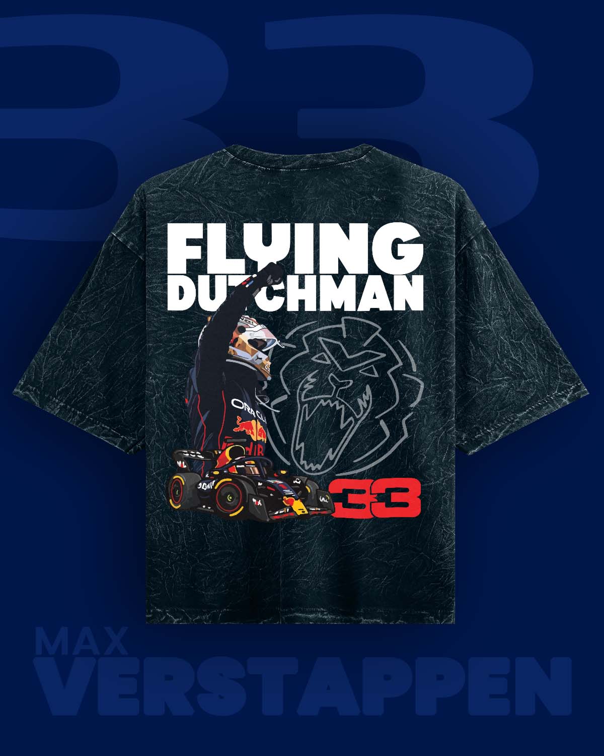 Flying Dutchman Max Verstappen Acid wash Oversized Tshirt RussTees