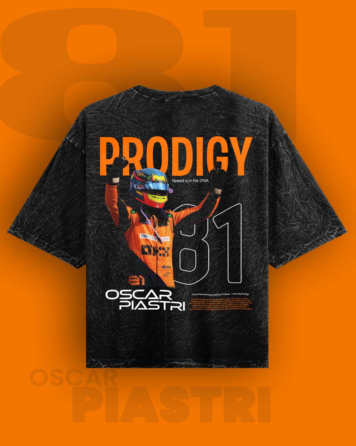PRODIGY / Oscar Piastri  Acid Washed Oversized Tee