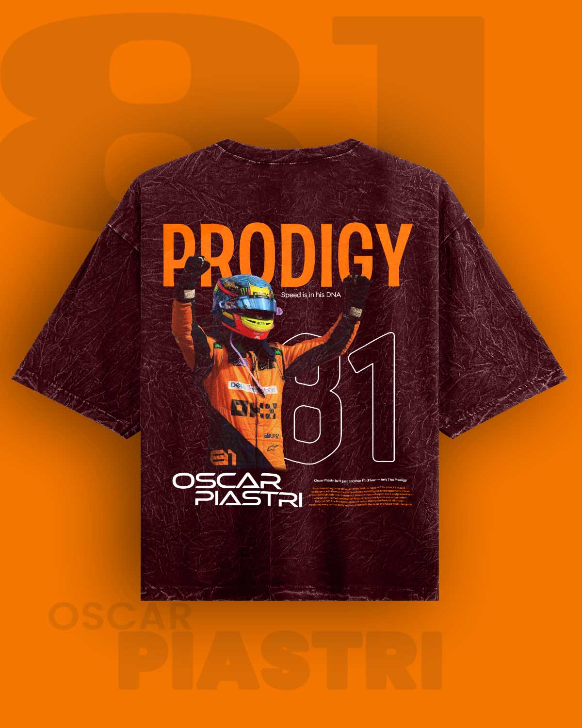 PRODIGY / Oscar Piastri  Acid Washed Oversized Tee