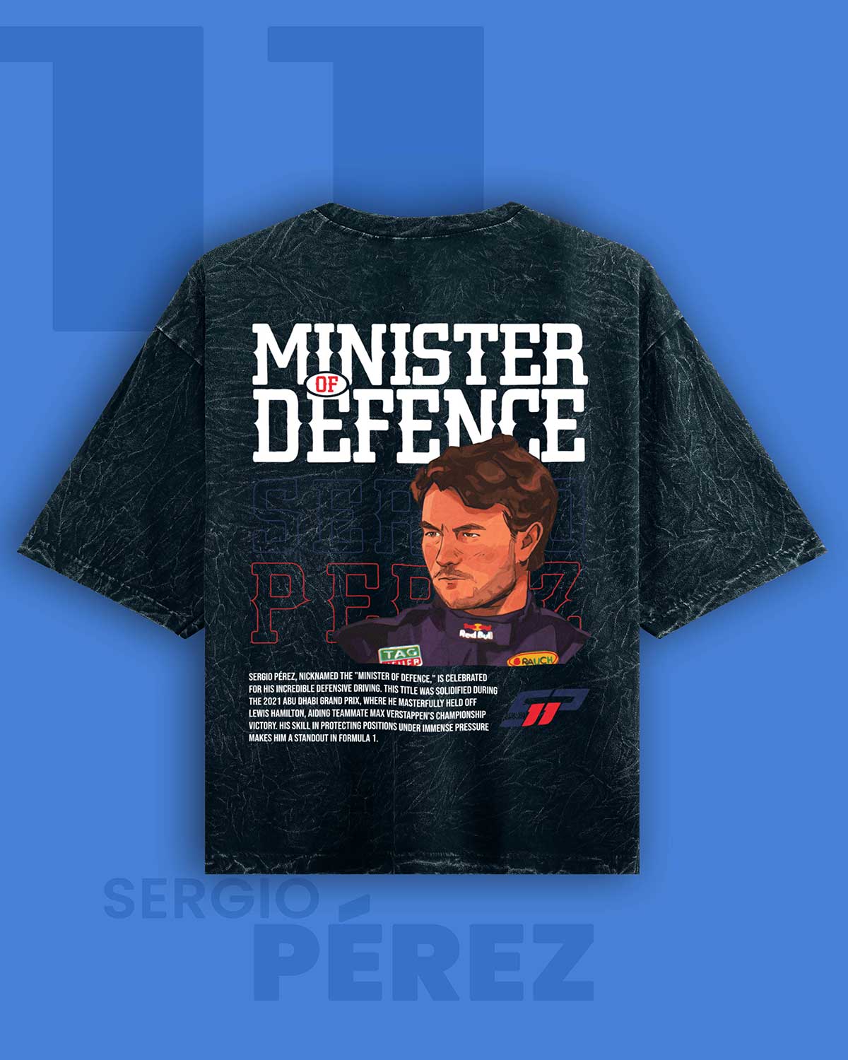 Checo Perez Minister of Defense Acid wash Oversized Tshirt RussTees
