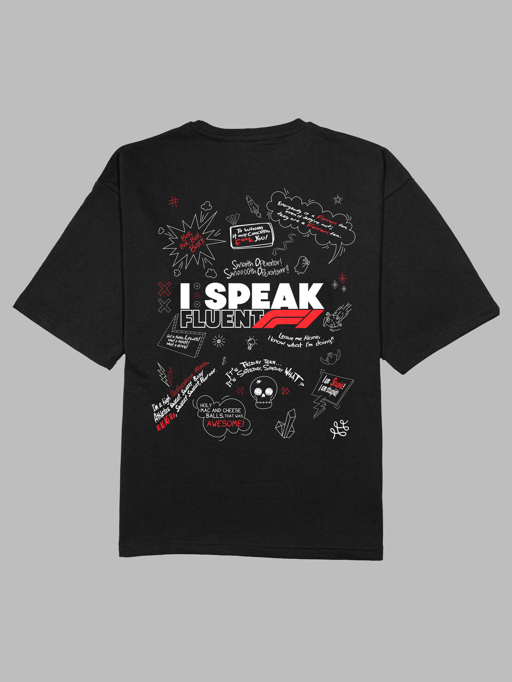 Formula 1 "I Speak Fluent F1" terry oversized tshirt RussTees